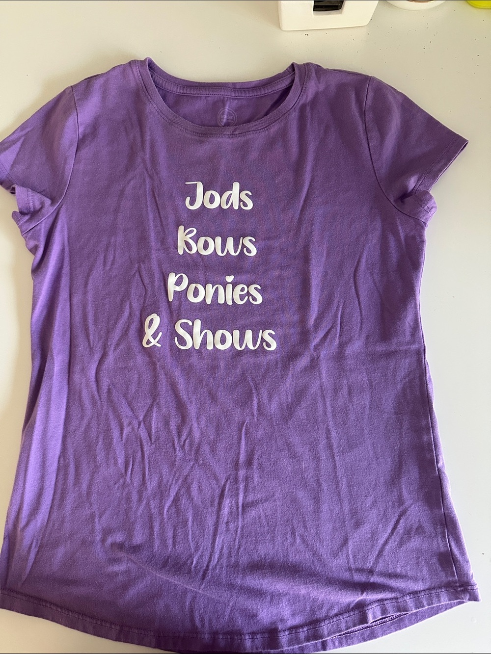 Purple Graphic Tee "Jods Bows Ponies & Shows"